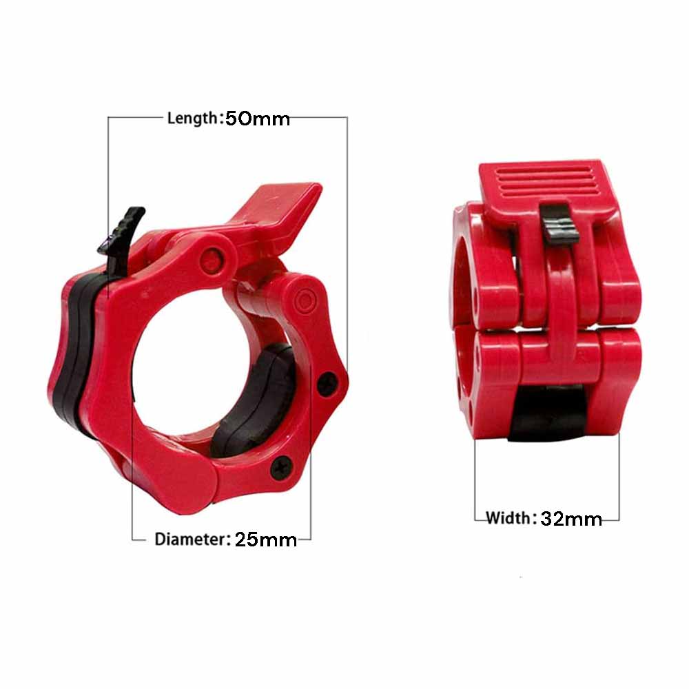 2Pcs 1in / 25mm Dumbbell Clamps Barbell Clamps Collars Clips Bar Plates Collar Clips Red